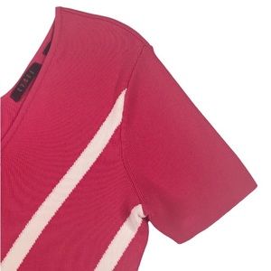 Vintage CYRUS Pink V-neck Sweater 90s Y2K Chevron Sexy Pullover Size Small